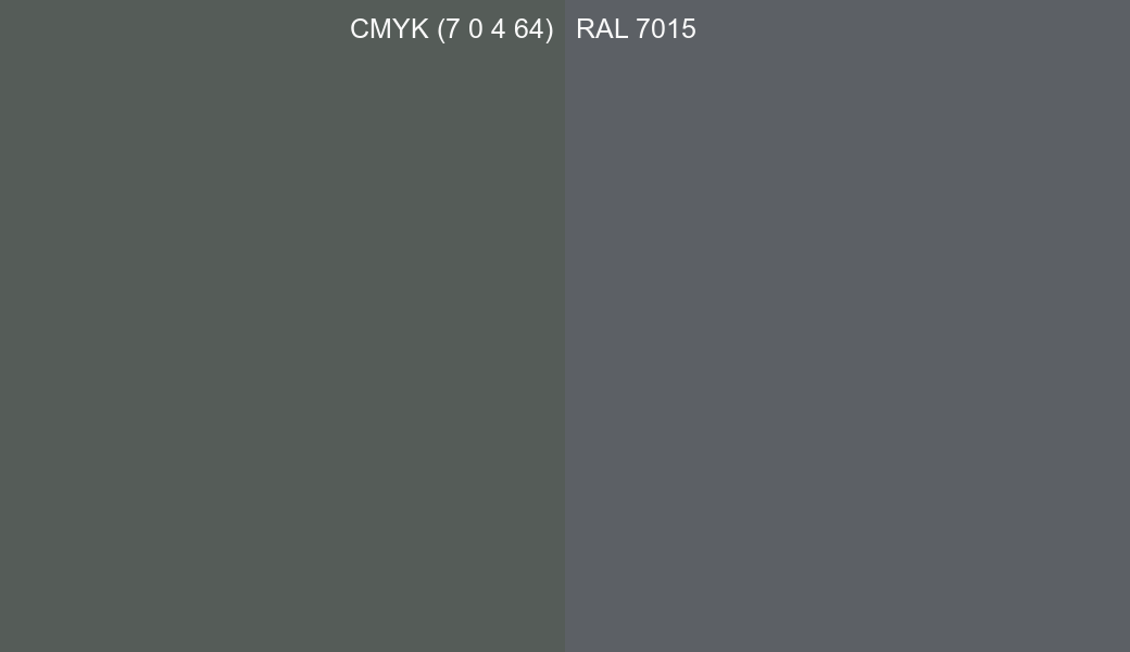 CMYK Color CMYK (7 0 4 64) vs RAL 7015 side by side comparison CMYK Color CMYK (7 0 4 64) vs RAL 7015 side by side comparison