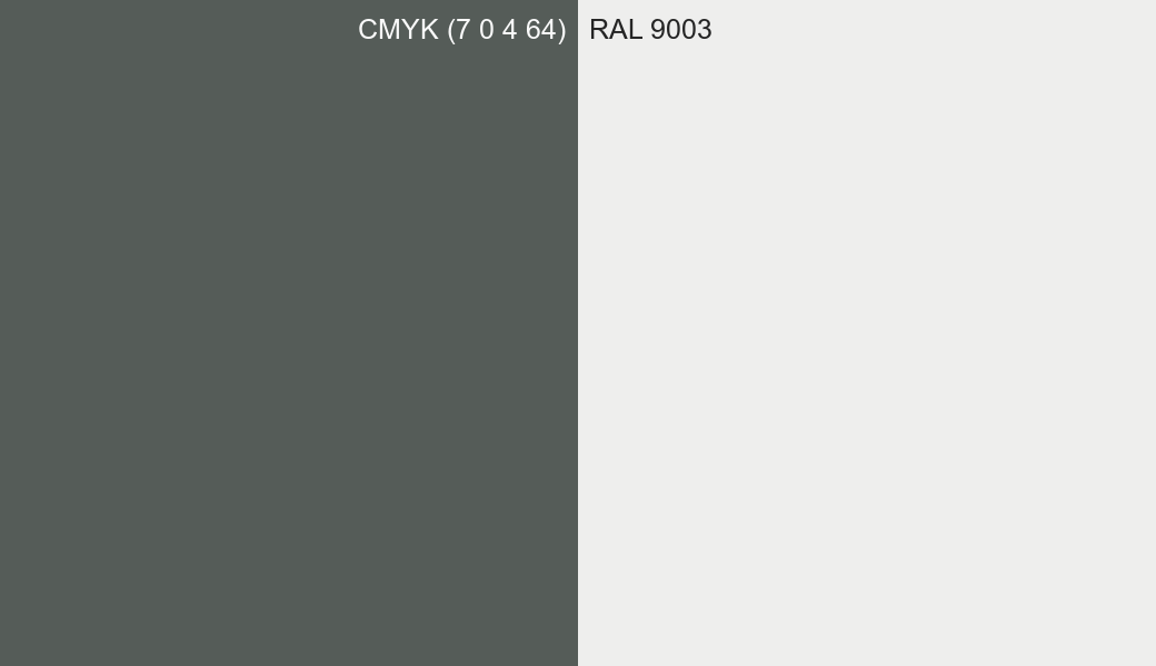 CMYK Color CMYK (7 0 4 64) vs RAL 9003 side by side comparison CMYK Color CMYK (7 0 4 64) vs RAL 9003 side by side comparison