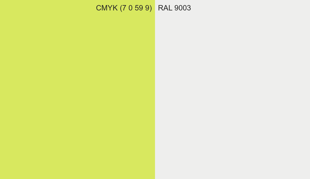 CMYK Color CMYK (7 0 59 9) vs RAL 9003 side by side comparison CMYK Color CMYK (7 0 59 9) vs RAL 9003 side by side comparison