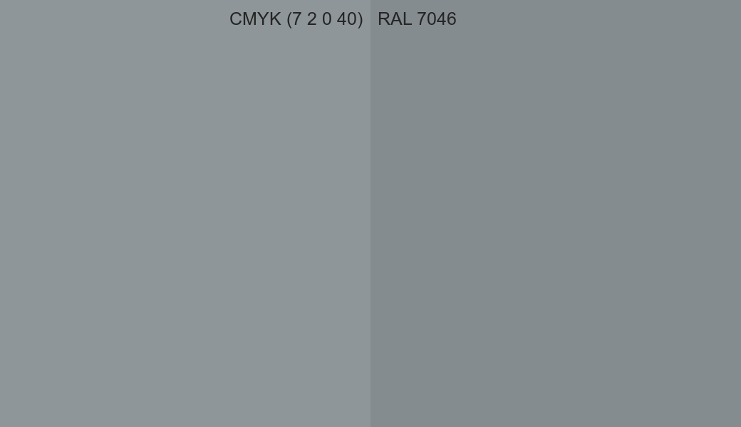 CMYK Color CMYK (7 2 0 40) vs RAL 7046 side by side comparison CMYK Color CMYK (7 2 0 40) vs RAL 7046 side by side comparison