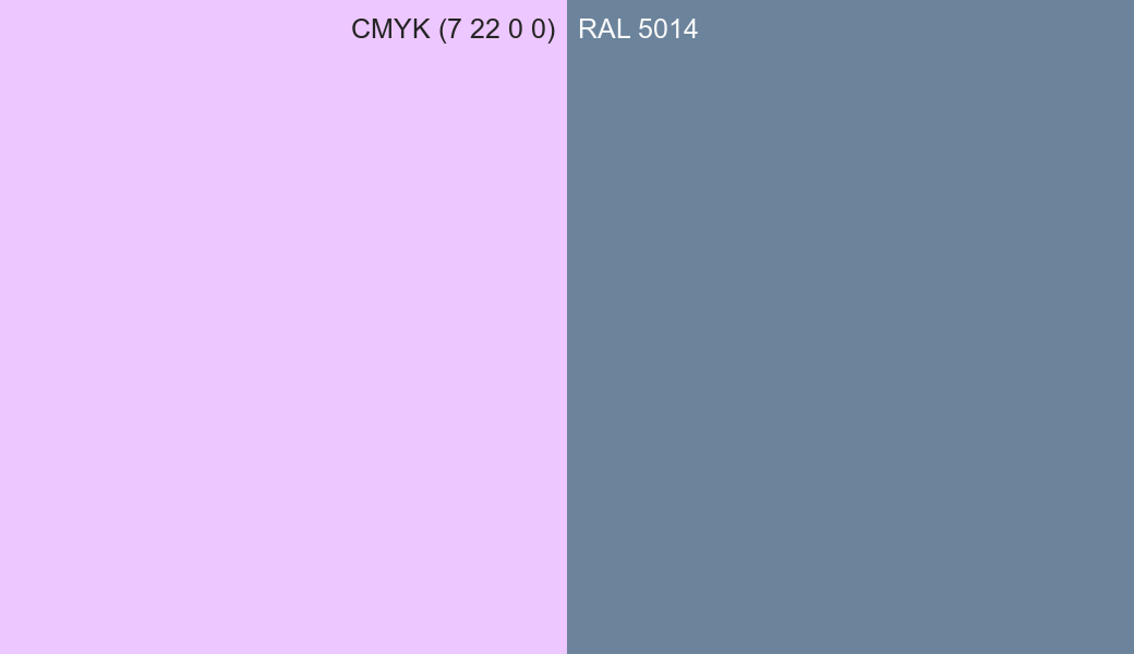 CMYK Color CMYK (7 22 0 0) vs RAL 5014 side by side comparison CMYK Color CMYK (7 22 0 0) vs RAL 5014 side by side comparison
