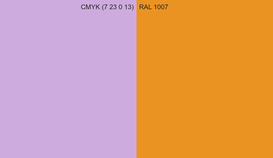 CMYK Color CMYK (7 23 0 13) vs RAL 1007 side by side comparison CMYK Color CMYK (7 23 0 13) vs RAL 1007 side by side comparison