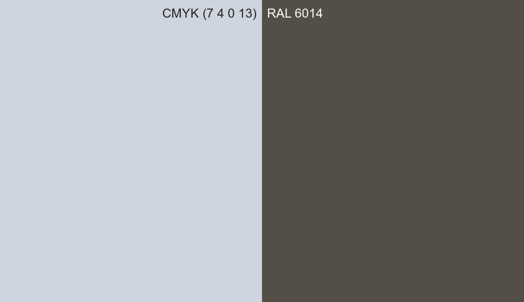 CMYK Color CMYK (7 4 0 13) vs RAL 6014 side by side comparison CMYK Color CMYK (7 4 0 13) vs RAL 6014 side by side comparison