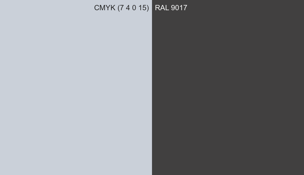 CMYK Color CMYK (7 4 0 15) vs RAL 9017 side by side comparison CMYK Color CMYK (7 4 0 15) vs RAL 9017 side by side comparison