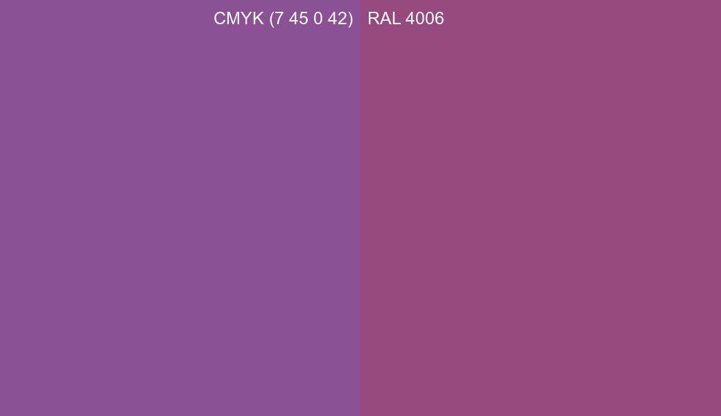 CMYK Color CMYK (7 45 0 42) vs RAL 4006 side by side comparison CMYK Color CMYK (7 45 0 42) vs RAL 4006 side by side comparison