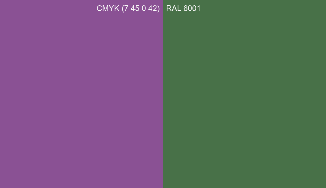 CMYK Color CMYK (7 45 0 42) vs RAL 6001 side by side comparison CMYK Color CMYK (7 45 0 42) vs RAL 6001 side by side comparison