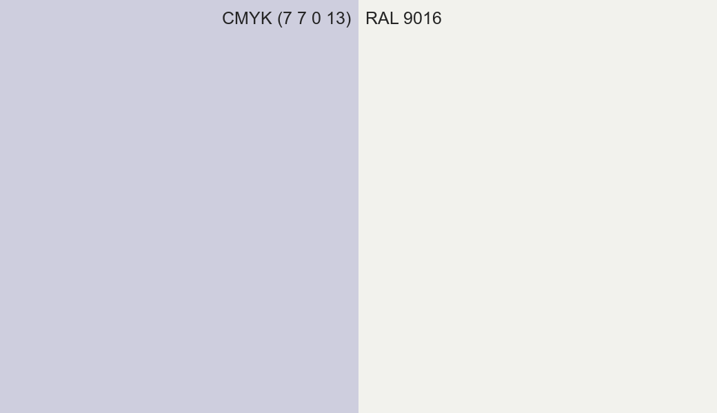 CMYK Color CMYK (7 7 0 13) vs RAL 9016 side by side comparison CMYK Color CMYK (7 7 0 13) vs RAL 9016 side by side comparison