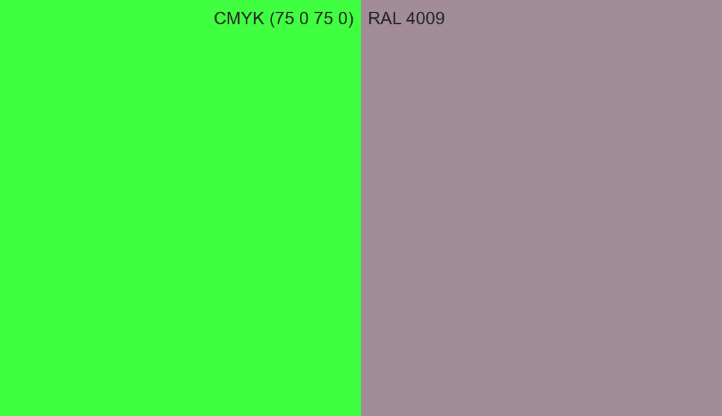 CMYK Color CMYK (75 0 75 0) vs RAL 4009 side by side comparison CMYK Color CMYK (75 0 75 0) vs RAL 4009 side by side comparison