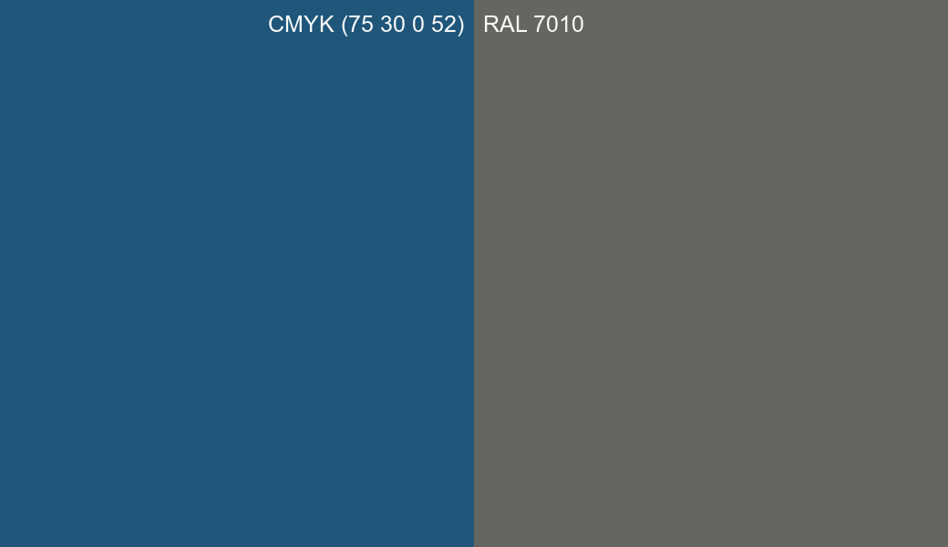CMYK Color CMYK (75 30 0 52) vs RAL 7010 side by side comparison CMYK Color CMYK (75 30 0 52) vs RAL 7010 side by side comparison