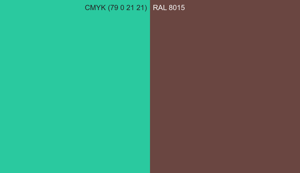CMYK Color CMYK (79 0 21 21) vs RAL 8015 side by side comparison CMYK Color CMYK (79 0 21 21) vs RAL 8015 side by side comparison