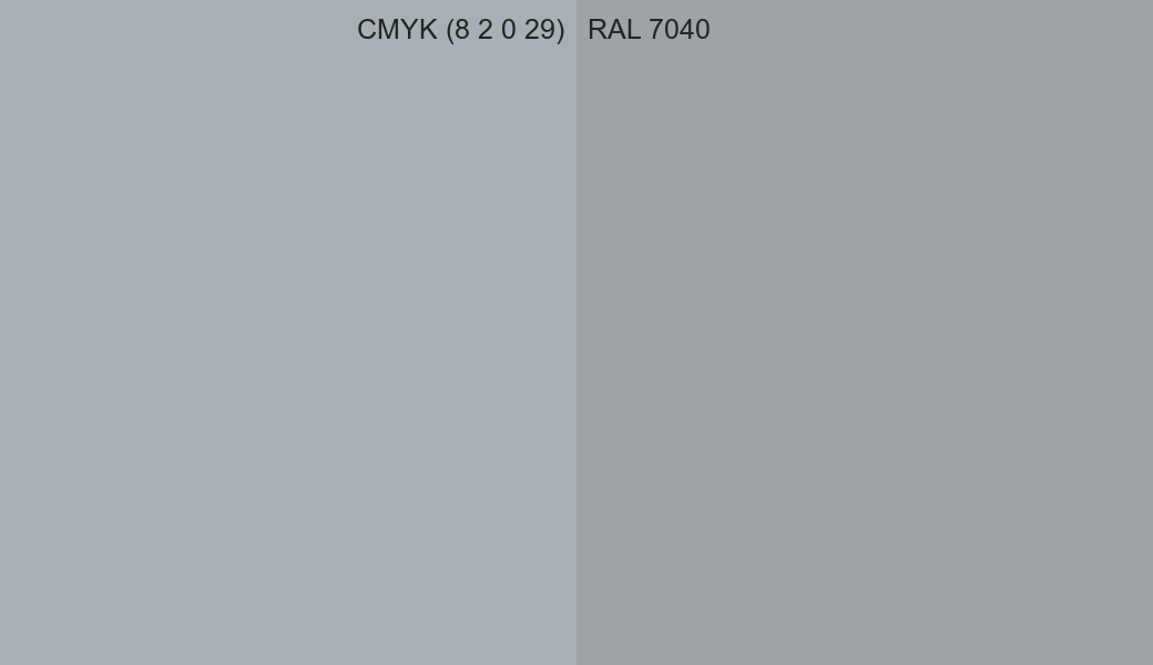 CMYK Color CMYK (8 2 0 29) vs RAL 7040 side by side comparison CMYK Color CMYK (8 2 0 29) vs RAL 7040 side by side comparison
