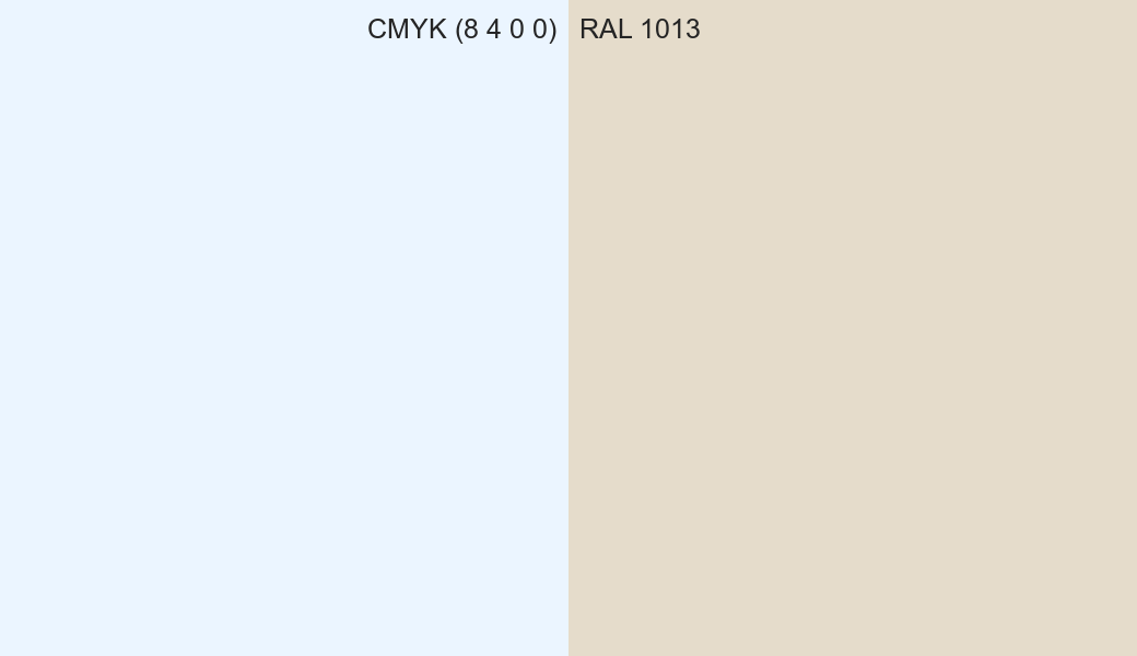 CMYK Color CMYK (8 4 0 0) vs RAL 1013 side by side comparison CMYK Color CMYK (8 4 0 0) vs RAL 1013 side by side comparison