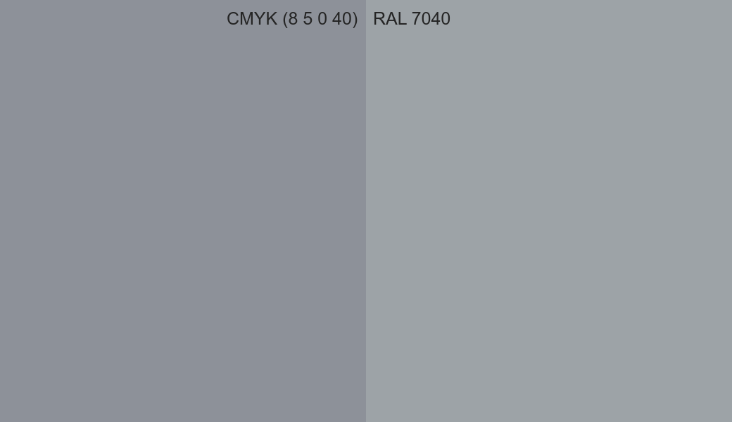 CMYK Color CMYK (8 5 0 40) vs RAL 7040 side by side comparison CMYK Color CMYK (8 5 0 40) vs RAL 7040 side by side comparison