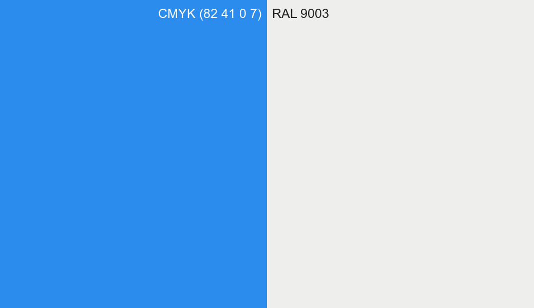 CMYK Color CMYK (82 41 0 7) vs RAL 9003 side by side comparison CMYK Color CMYK (82 41 0 7) vs RAL 9003 side by side comparison