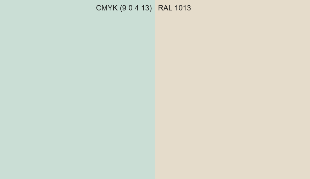 CMYK Color CMYK (9 0 4 13) vs RAL 1013 side by side comparison CMYK Color CMYK (9 0 4 13) vs RAL 1013 side by side comparison