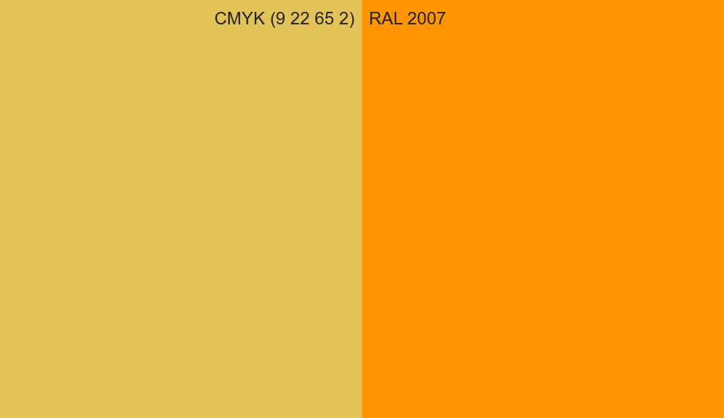 CMYK Color CMYK (9 22 65 2) vs RAL 2007 side by side comparison CMYK Color CMYK (9 22 65 2) vs RAL 2007 side by side comparison