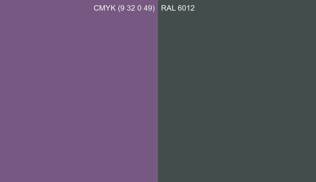 CMYK Color CMYK (9 32 0 49) vs RAL 6012 side by side comparison CMYK Color CMYK (9 32 0 49) vs RAL 6012 side by side comparison