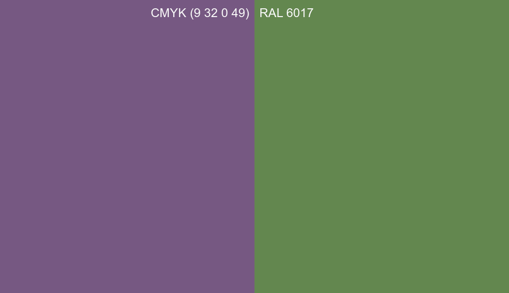 CMYK Color CMYK (9 32 0 49) vs RAL 6017 side by side comparison CMYK Color CMYK (9 32 0 49) vs RAL 6017 side by side comparison