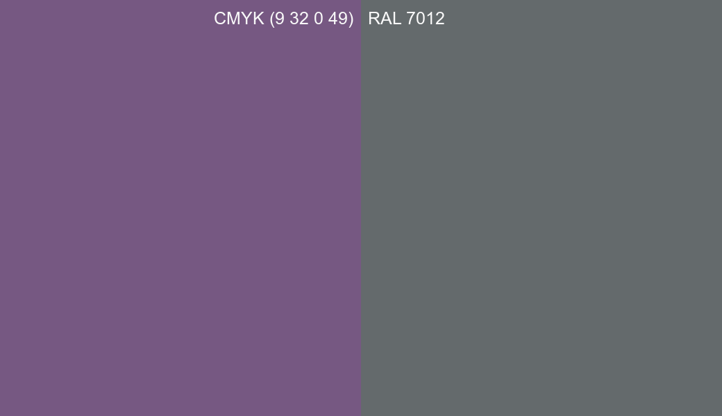 CMYK Color CMYK (9 32 0 49) vs RAL 7012 side by side comparison CMYK Color CMYK (9 32 0 49) vs RAL 7012 side by side comparison