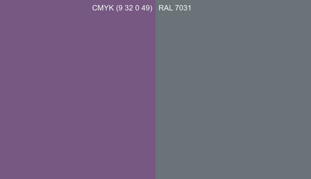CMYK Color CMYK (9 32 0 49) vs RAL 7031 side by side comparison CMYK Color CMYK (9 32 0 49) vs RAL 7031 side by side comparison
