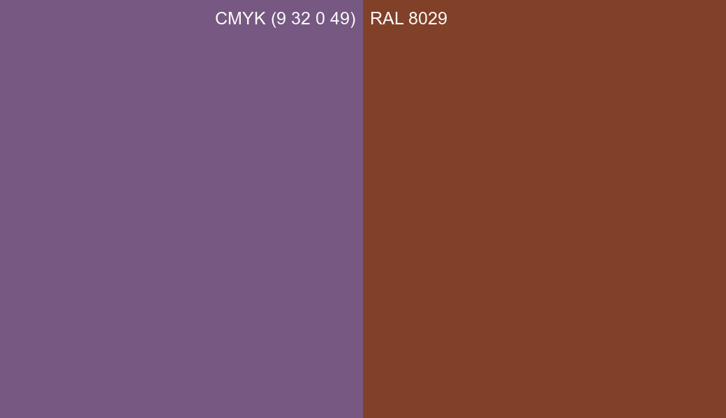 CMYK Color CMYK (9 32 0 49) vs RAL 8029 side by side comparison CMYK Color CMYK (9 32 0 49) vs RAL 8029 side by side comparison