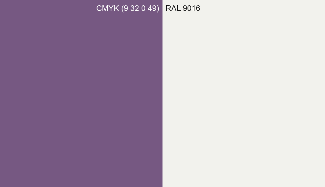 CMYK Color CMYK (9 32 0 49) vs RAL 9016 side by side comparison CMYK Color CMYK (9 32 0 49) vs RAL 9016 side by side comparison