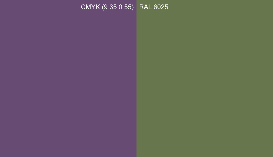 CMYK Color CMYK (9 35 0 55) vs RAL 6025 side by side comparison CMYK Color CMYK (9 35 0 55) vs RAL 6025 side by side comparison