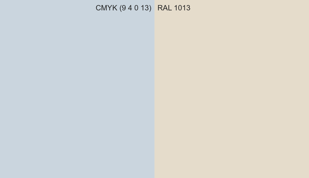 CMYK Color CMYK (9 4 0 13) vs RAL 1013 side by side comparison CMYK Color CMYK (9 4 0 13) vs RAL 1013 side by side comparison