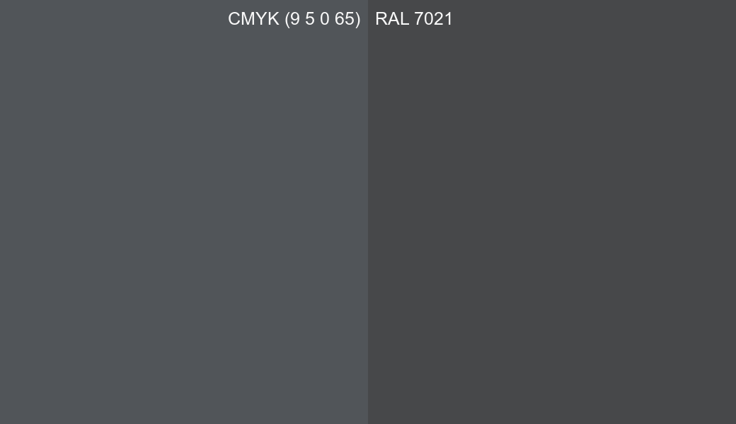 CMYK Color CMYK (9 5 0 65) vs RAL 7021 side by side comparison CMYK Color CMYK (9 5 0 65) vs RAL 7021 side by side comparison
