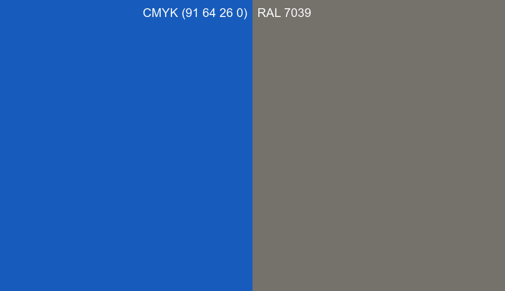 CMYK Color CMYK (91 64 26 0) vs RAL 7039 side by side comparison CMYK Color CMYK (91 64 26 0) vs RAL 7039 side by side comparison