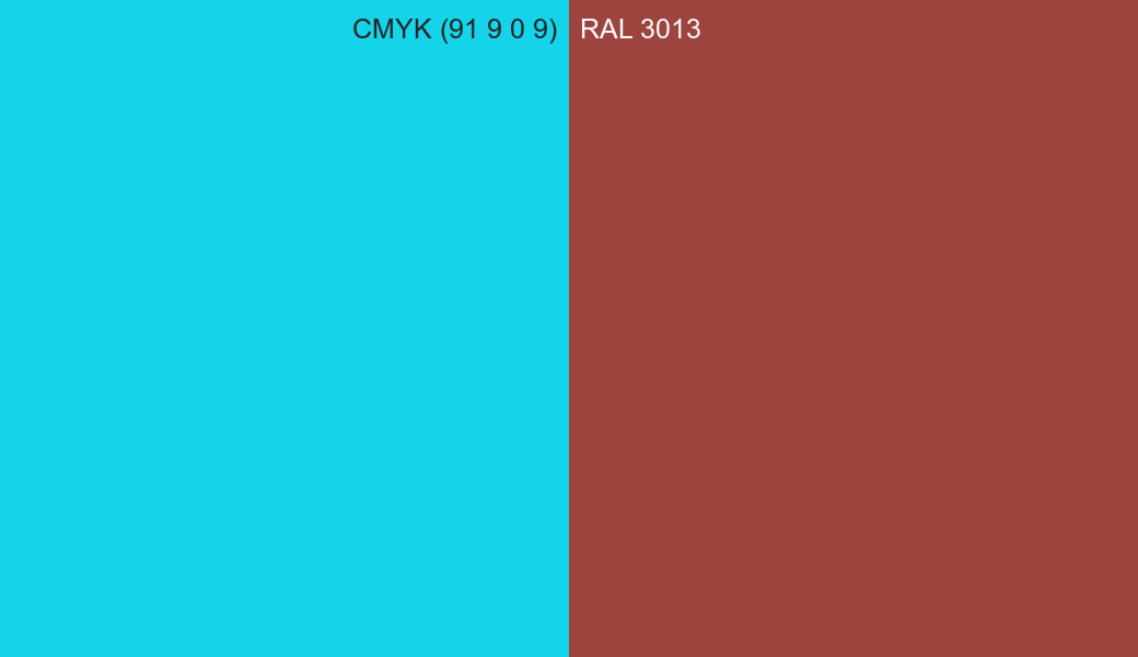 CMYK Color CMYK (91 9 0 9) vs RAL 3013 side by side comparison CMYK Color CMYK (91 9 0 9) vs RAL 3013 side by side comparison