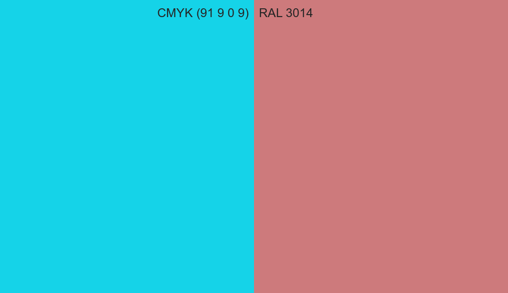 CMYK Color CMYK (91 9 0 9) vs RAL 3014 side by side comparison CMYK Color CMYK (91 9 0 9) vs RAL 3014 side by side comparison