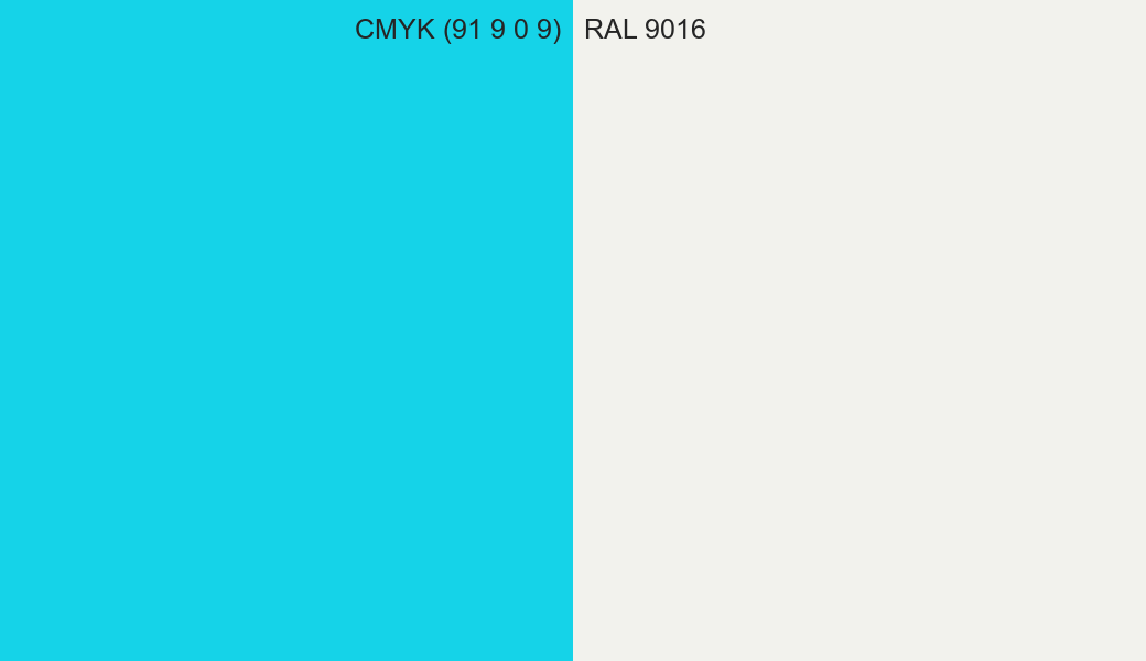 CMYK Color CMYK (91 9 0 9) vs RAL 9016 side by side comparison CMYK Color CMYK (91 9 0 9) vs RAL 9016 side by side comparison
