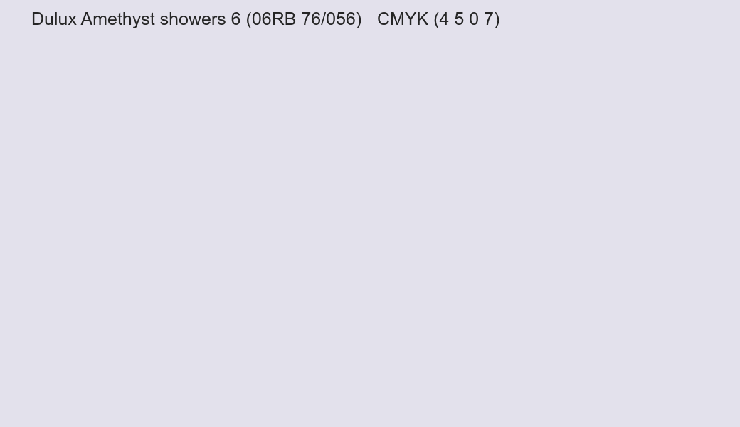 Color Dulux Amethyst showers 6 (06RB 76/056) to CMYK (4 5 0 7) converter Color Dulux Amethyst showers 6 (06RB 76/056) to CMYK (4 5 0 7) converter