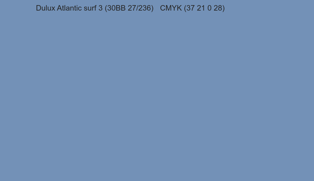 Color Dulux Atlantic surf 3 (30BB 27/236) to CMYK (37 21 0 28) converter Color Dulux Atlantic surf 3 (30BB 27/236) to CMYK (37 21 0 28) converter