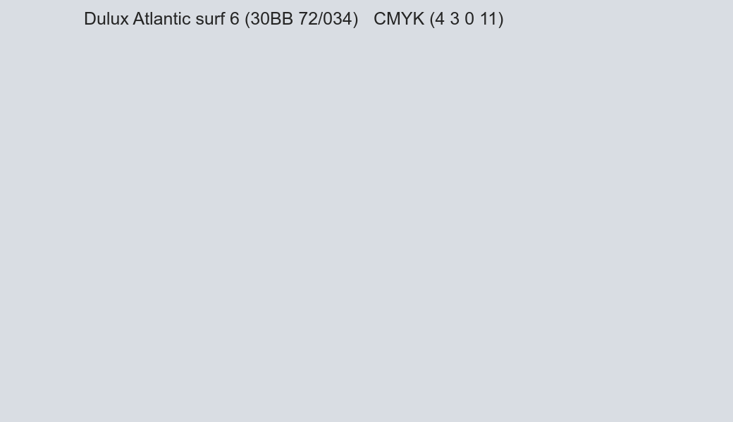Color Dulux Atlantic surf 6 (30BB 72/034) to CMYK (4 3 0 11) converter Color Dulux Atlantic surf 6 (30BB 72/034) to CMYK (4 3 0 11) converter