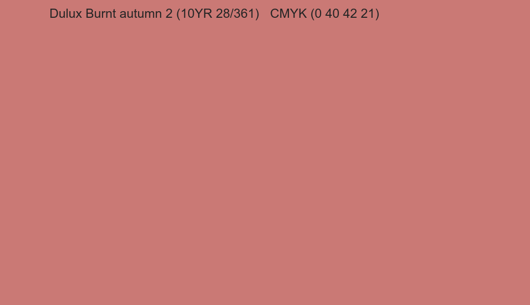 Color Dulux Burnt autumn 2 (10YR 28/361) to CMYK (0 40 42 21) converter Color Dulux Burnt autumn 2 (10YR 28/361) to CMYK (0 40 42 21) converter