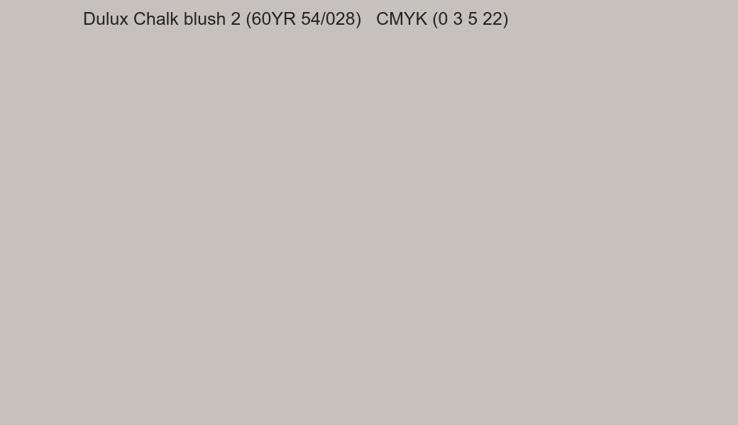Color Dulux Chalk blush 2 (60YR 54/028) to CMYK (0 3 5 22) converter Color Dulux Chalk blush 2 (60YR 54/028) to CMYK (0 3 5 22) converter