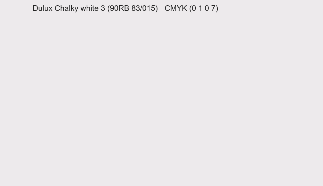Color Dulux Chalky white 3 (90RB 83/015) to CMYK (0 1 0 7) converter Color Dulux Chalky white 3 (90RB 83/015) to CMYK (0 1 0 7) converter