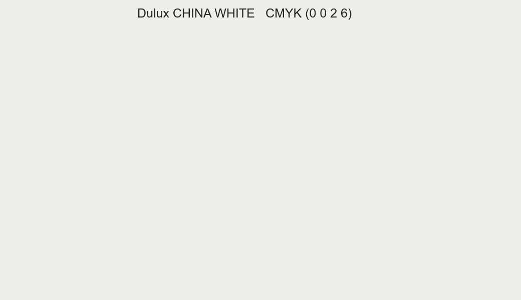 Color Dulux CHINA WHITE to CMYK (0 0 2 6) converter Color Dulux CHINA WHITE to CMYK (0 0 2 6) converter