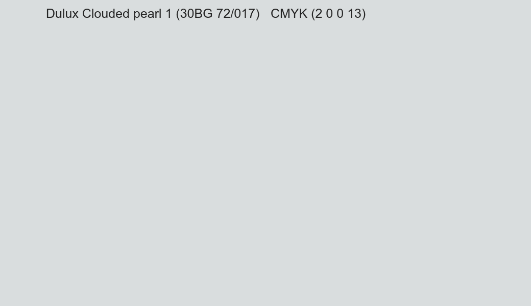 Color Dulux Clouded pearl 1 (30BG 72/017) to CMYK (2 0 0 13) converter Color Dulux Clouded pearl 1 (30BG 72/017) to CMYK (2 0 0 13) converter