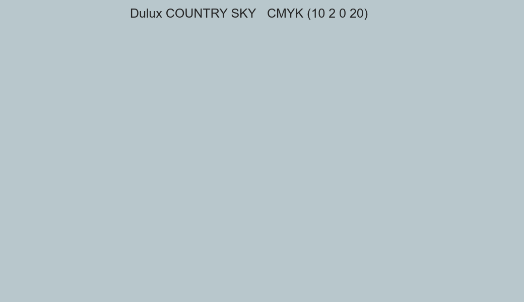 Color Dulux COUNTRY SKY to CMYK (10 2 0 20) converter Color Dulux COUNTRY SKY to CMYK (10 2 0 20) converter