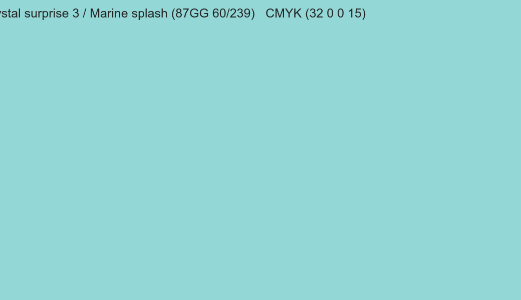 Color Dulux Crystal surprise 3 / Marine splash (87GG 60/239) to CMYK (32 0 0 15) converter Color Dulux Crystal surprise 3 / Marine splash (87GG 60/239) to CMYK (32 0 0 15) converter