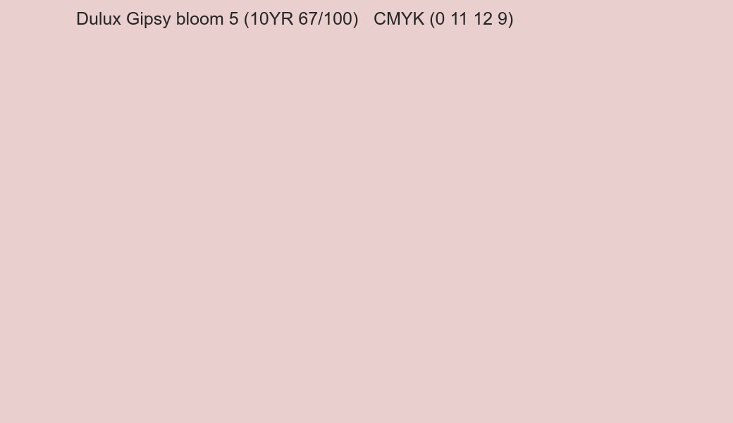 Color Dulux Gipsy bloom 5 (10YR 67/100) to CMYK (0 11 12 9) converter Color Dulux Gipsy bloom 5 (10YR 67/100) to CMYK (0 11 12 9) converter