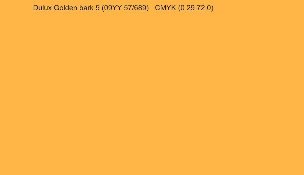Color Dulux Golden bark 5 (09YY 57/689) to CMYK (0 29 72 0) converter Color Dulux Golden bark 5 (09YY 57/689) to CMYK (0 29 72 0) converter