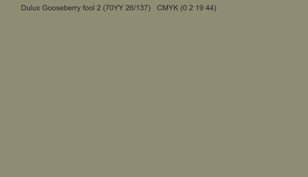 Color Dulux Gooseberry fool 2 (70YY 26/137) to CMYK (0 2 19 44) converter Color Dulux Gooseberry fool 2 (70YY 26/137) to CMYK (0 2 19 44) converter