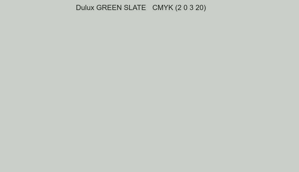 Color Dulux GREEN SLATE to CMYK (2 0 3 20) converter Color Dulux GREEN SLATE to CMYK (2 0 3 20) converter