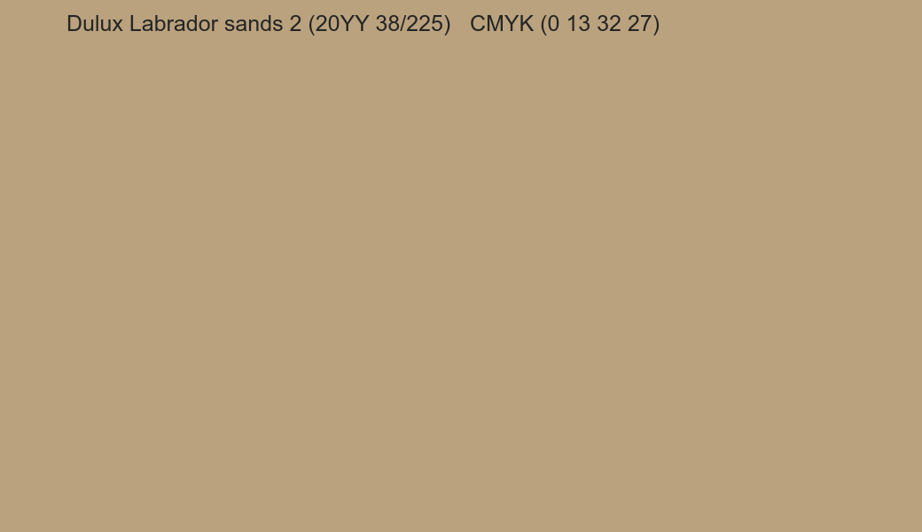 Color Dulux Labrador sands 2 (20YY 38/225) to CMYK (0 13 32 27) converter Color Dulux Labrador sands 2 (20YY 38/225) to CMYK (0 13 32 27) converter