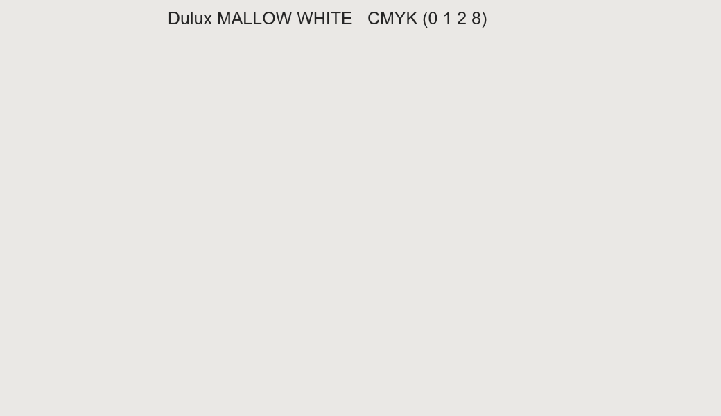 Color Dulux MALLOW WHITE to CMYK (0 1 2 8) converter Color Dulux MALLOW WHITE to CMYK (0 1 2 8) converter