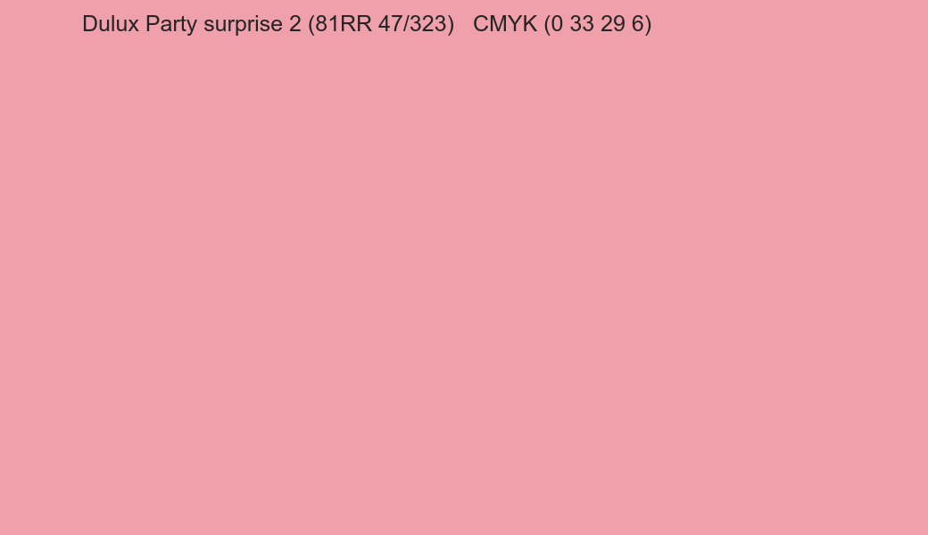 Color Dulux Party surprise 2 (81RR 47/323) to CMYK (0 33 29 6) converter Color Dulux Party surprise 2 (81RR 47/323) to CMYK (0 33 29 6) converter